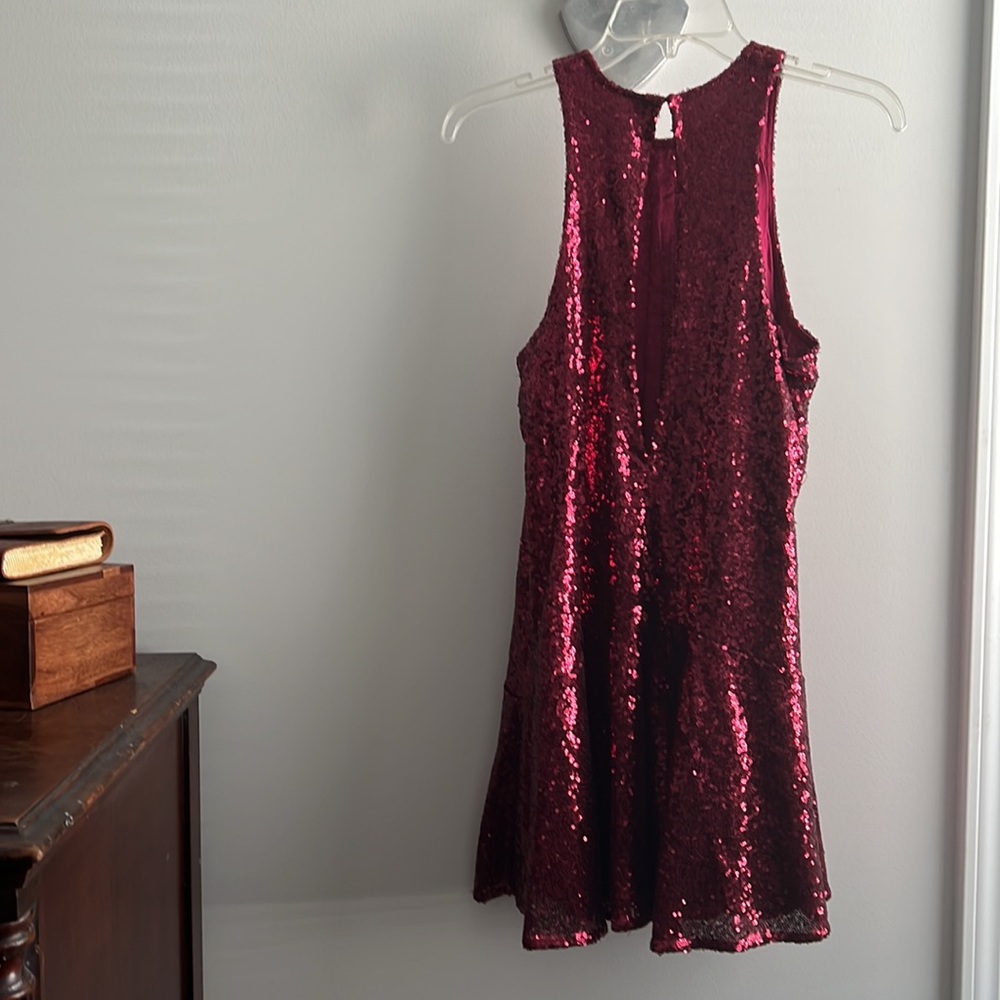 Free People XS/P crimson red sequined party mini dress - Picture 2 of 4